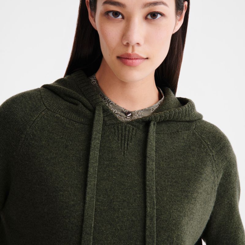 Longchamp Hoodie Women Jumper Khaki | Australia-026NDHBAV