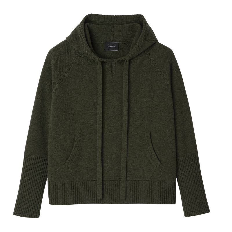Longchamp Hoodie Women Jumper Khaki | Australia-026NDHBAV