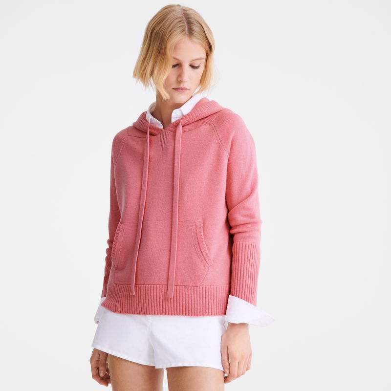 Longchamp Hoodie Women Jumper Pink | Australia-842RHEUZC