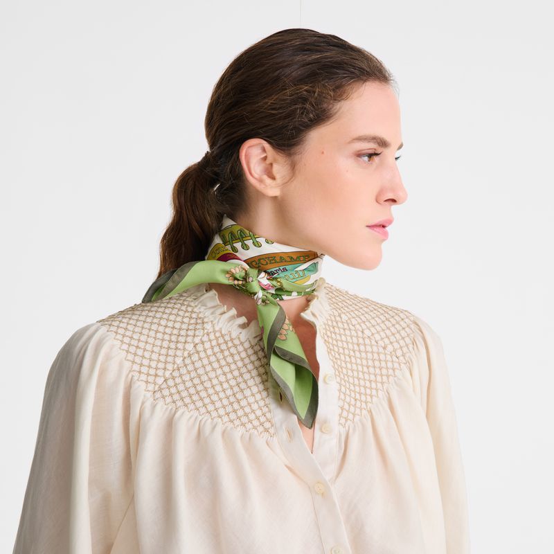 Longchamp In The Vegetable Garden 70 Women Scarf Green / Multicolor | Australia-369MPVQIK