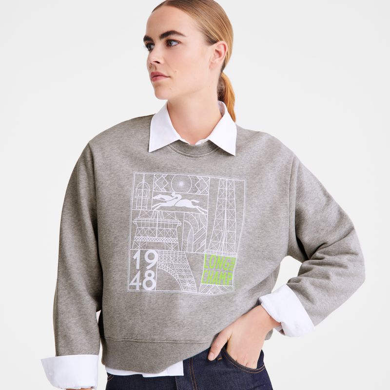 Longchamp Jersey Women Sweatshirt Grey | Australia-762WAEKIY
