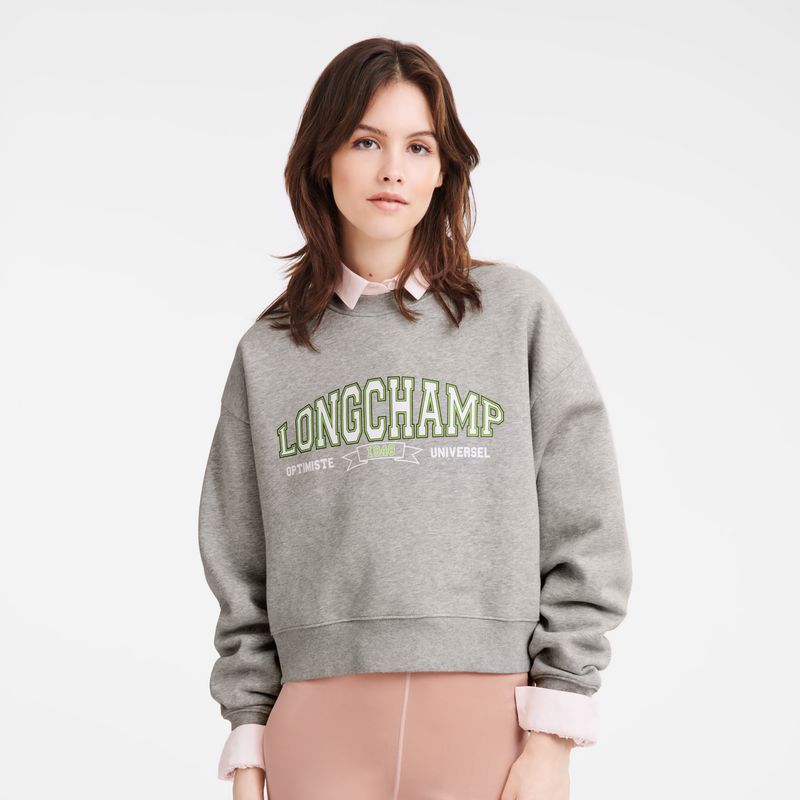 Longchamp Jersey Women Sweatshirt Grey | Australia-658IDXVNT
