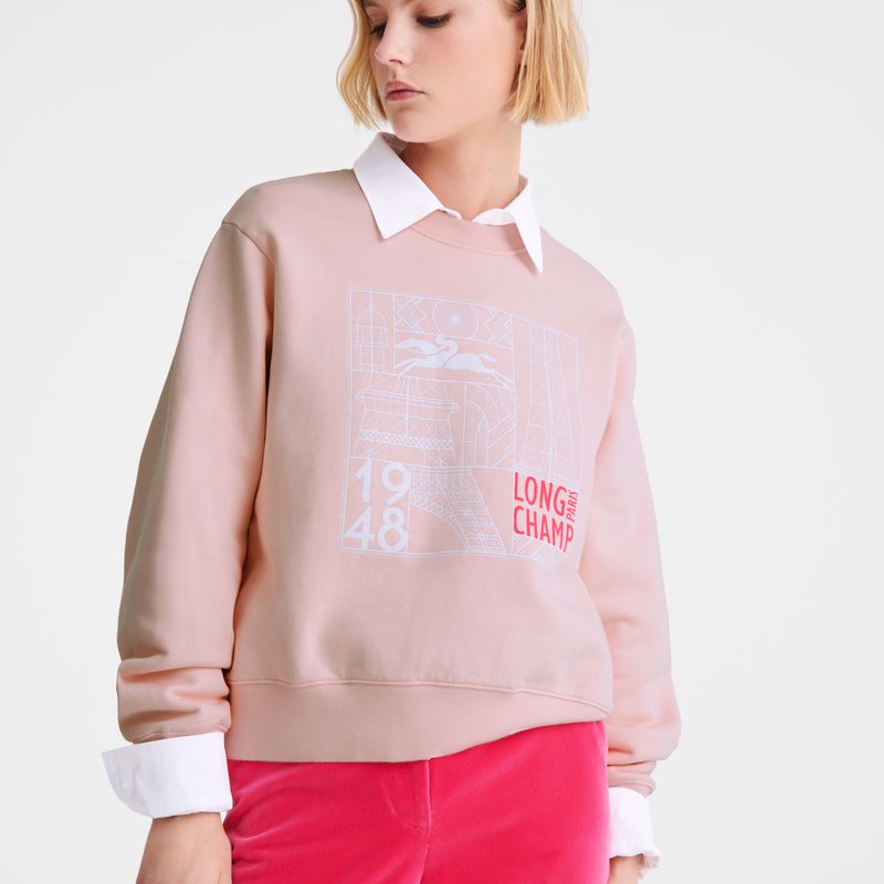 Longchamp Jersey Women Sweatshirt Rose | Australia-463TGSDKE