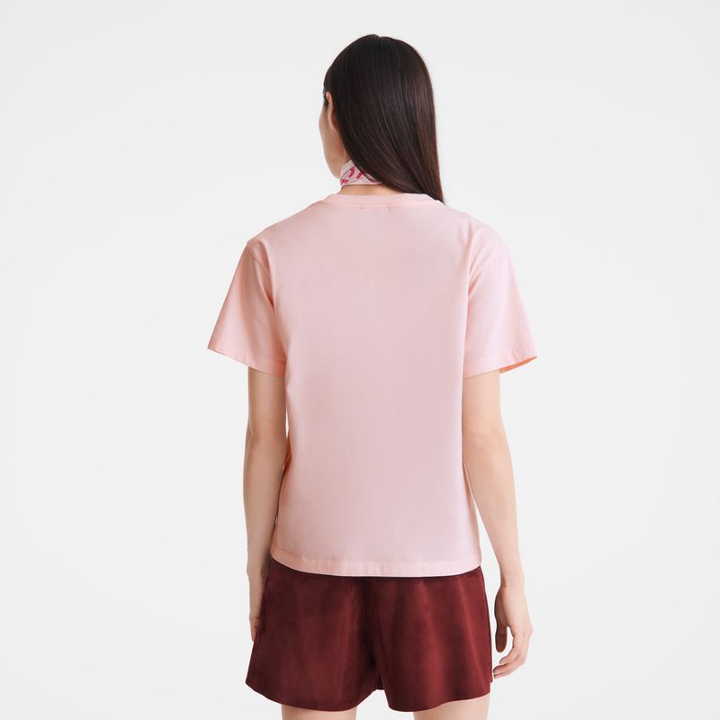 Longchamp Jersey Women T-shirt Rose | Australia-354WKUNOX