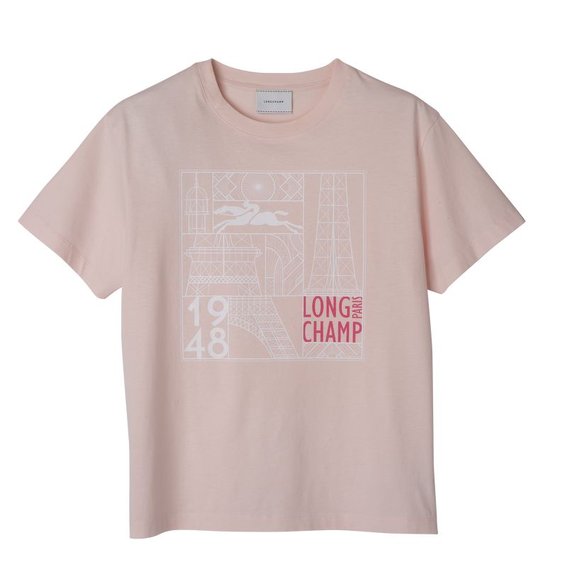 Longchamp Jersey Women T-shirt Rose | Australia-354WKUNOX