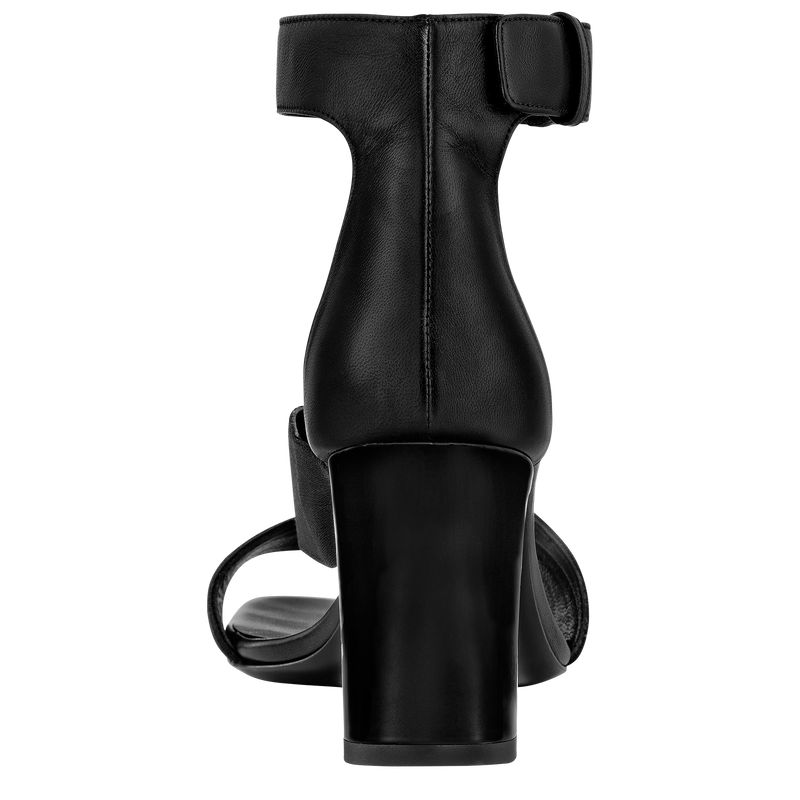 Longchamp La Baronne Heeled Women Sandals Black | Australia-623HCDTWZ