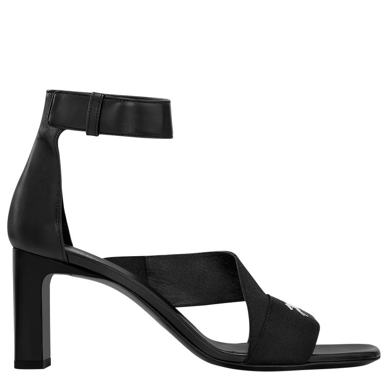 Longchamp La Baronne Heeled Women Sandals Black | Australia-623HCDTWZ