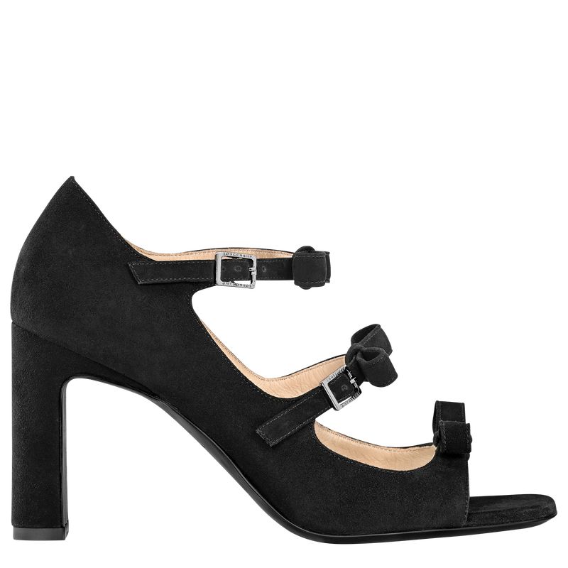 Longchamp La Baronne Women Sandals Black | Australia-287JGZKPW