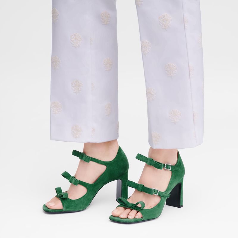 Longchamp La Baronne Women Sandals Green | Australia-194NYRIVD