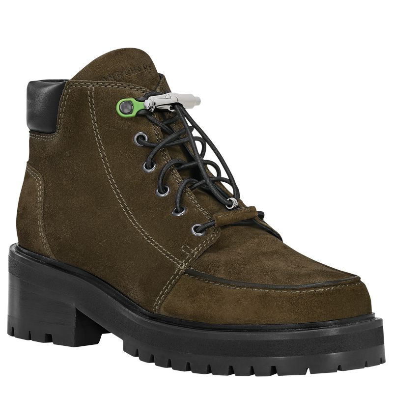 Longchamp La Baroudeuse Low Women Boots Olive | Australia-387DGXHTE