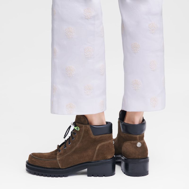 Longchamp La Baroudeuse Low Women Boots Olive | Australia-387DGXHTE