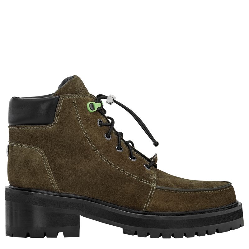 Longchamp La Baroudeuse Low Women Boots Olive | Australia-387DGXHTE