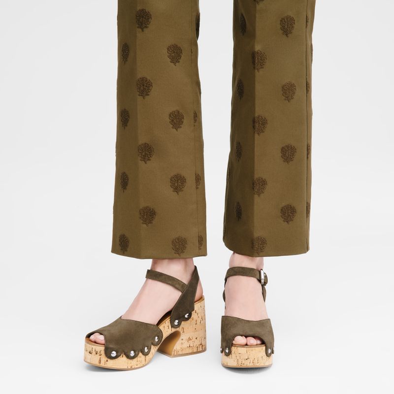Longchamp La Cigale Women Sandals Olive | Australia-743POYKBN