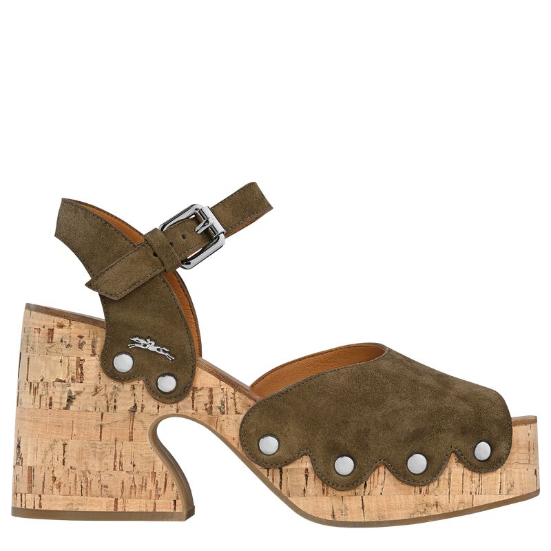 Longchamp La Cigale Women Sandals Olive | Australia-743POYKBN