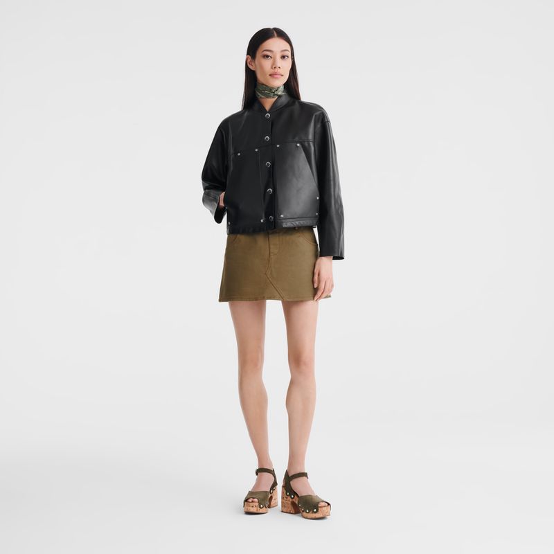 Longchamp Lambskin Women Jacket Black | Australia-036IGOKNS