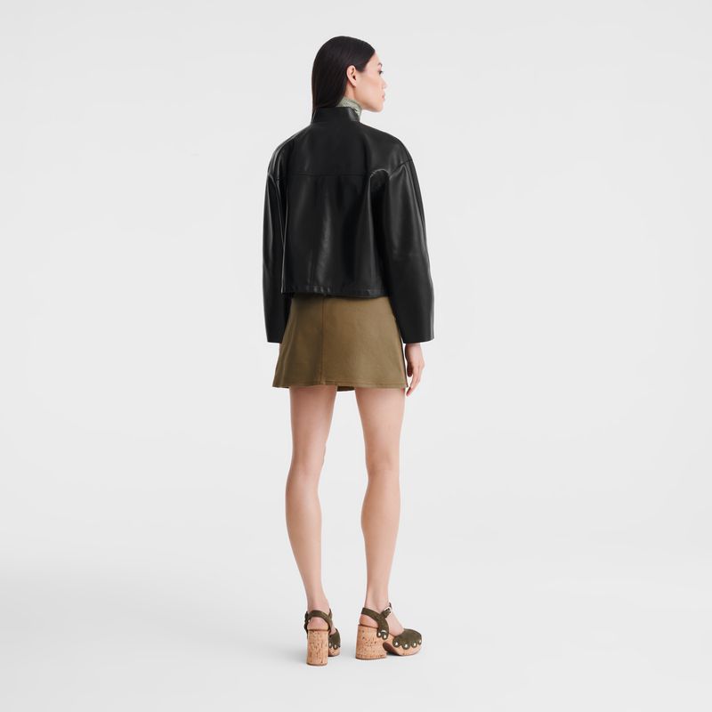 Longchamp Lambskin Women Jacket Black | Australia-036IGOKNS