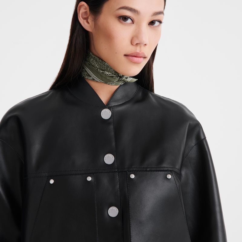 Longchamp Lambskin Women Jacket Black | Australia-036IGOKNS