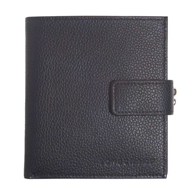 Longchamp Le Foulonné Compact Women Wallet Black | Australia-198YDLKPZ