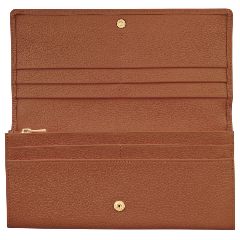 Longchamp Le Foulonné Continental Women Wallet Brown | Australia-842OYPJAN