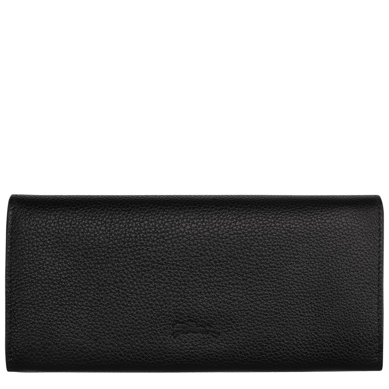Longchamp Le Foulonné Continental Women Wallet Black | Australia-916VLMAOY