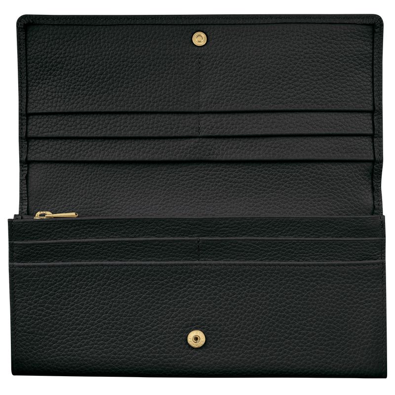 Longchamp Le Foulonné Continental Women Wallet Black | Australia-916VLMAOY