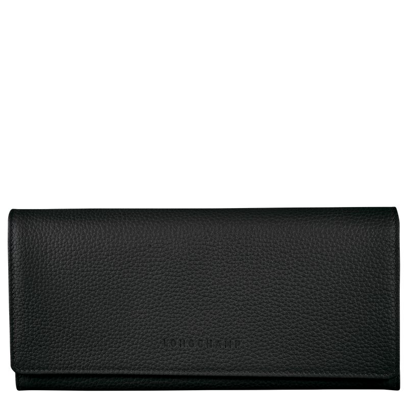Longchamp Le Foulonné Continental Women Wallet Black | Australia-916VLMAOY