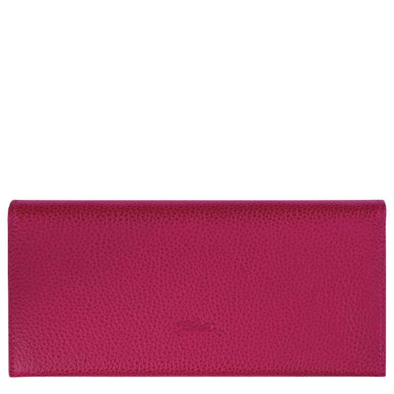Longchamp Le Foulonné Continental Women Wallet Dark Pink | Australia-913CKRSHF