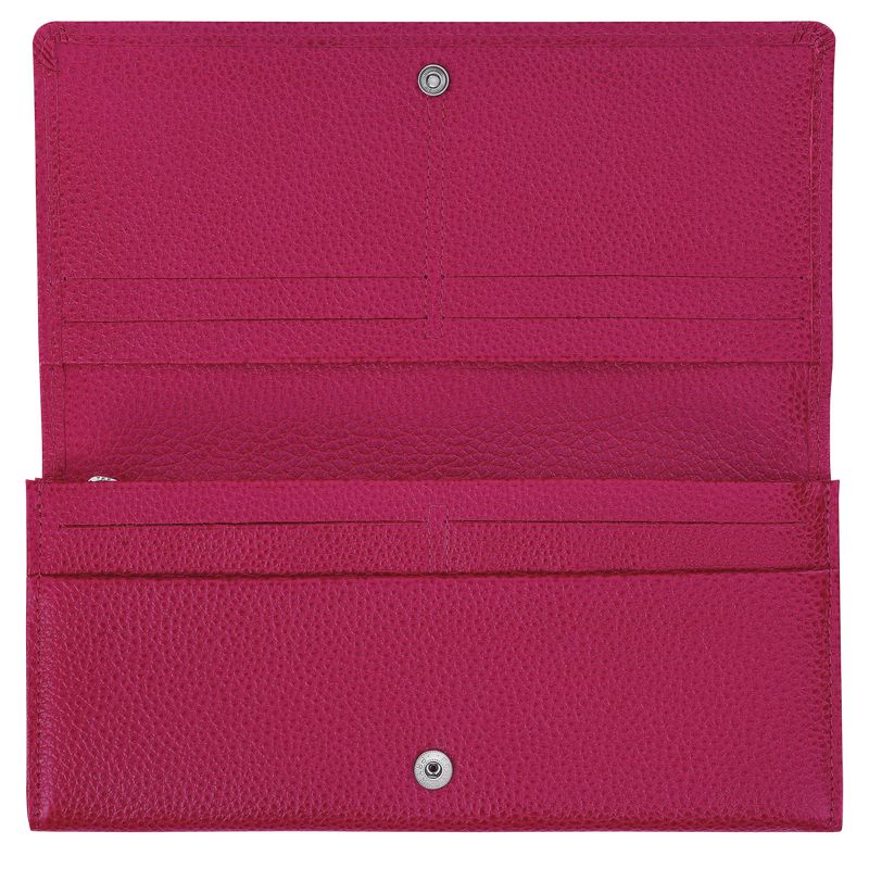 Longchamp Le Foulonné Continental Women Wallet Dark Pink | Australia-913CKRSHF