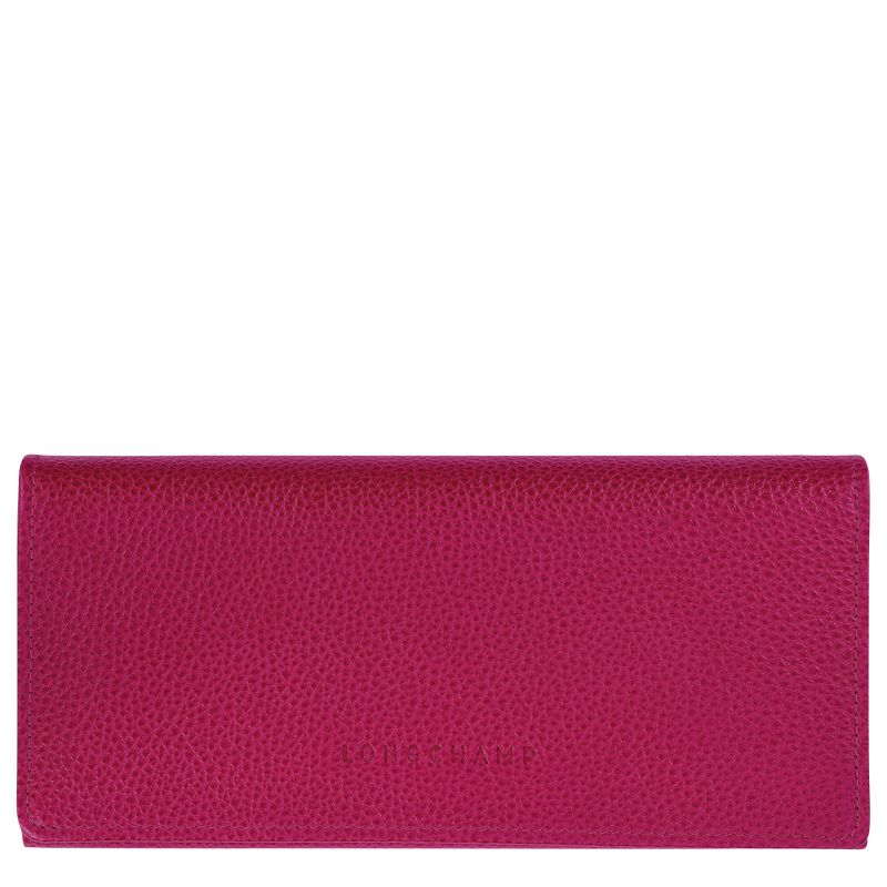 Longchamp Le Foulonné Continental Women Wallet Dark Pink | Australia-913CKRSHF