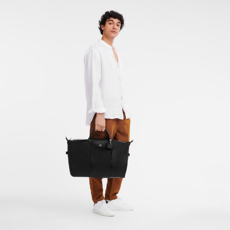 Longchamp Le Foulonné L Men Travel Bag Black | Australia-056XFWCKS