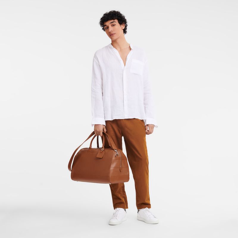 Longchamp Le Foulonné L Men Travel Bag Brown | Australia-624TUOHMK