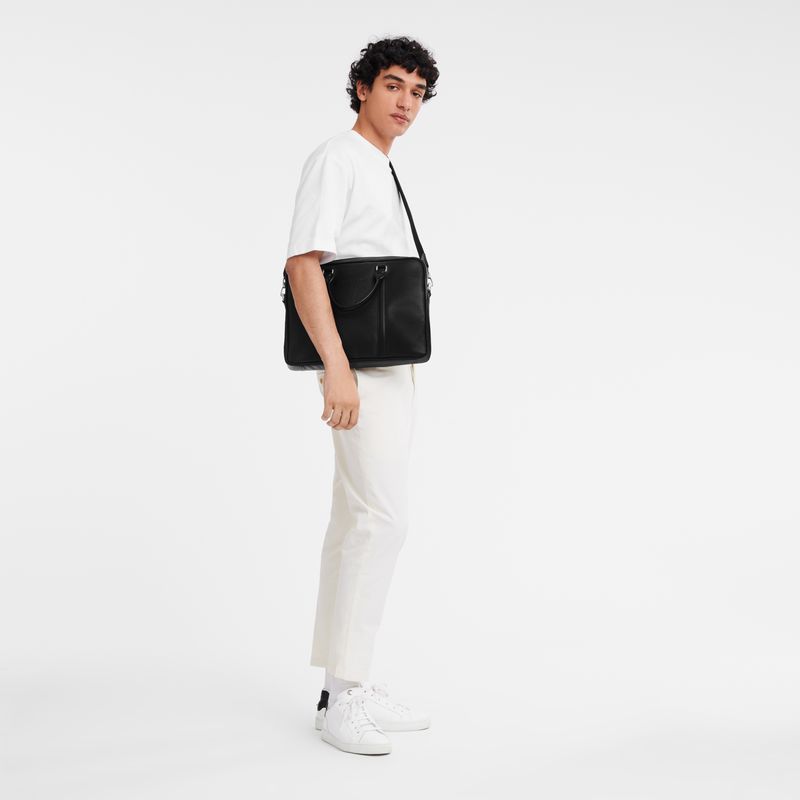 Longchamp Le Foulonné M Men Briefcase Black | Australia-216IQGLWV