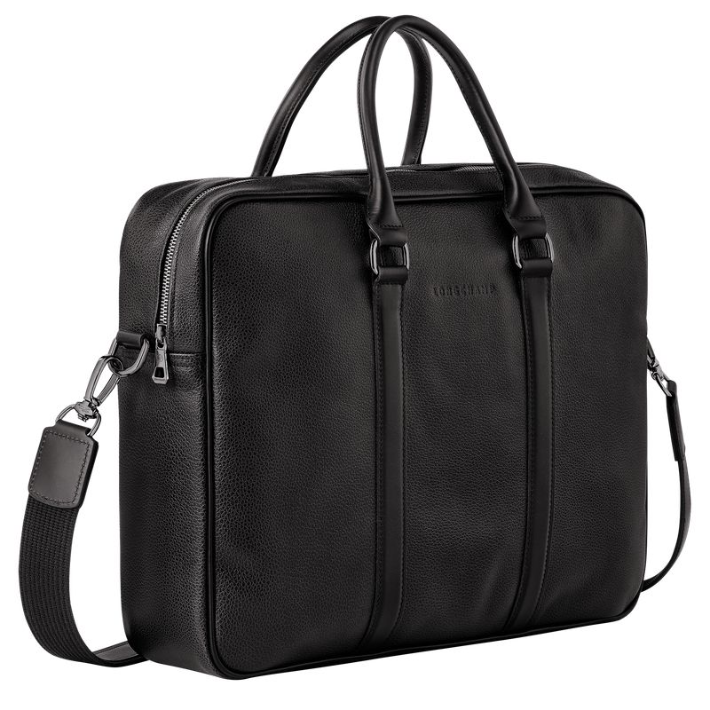 Longchamp Le Foulonné M Women Briefcase Black | Australia-941QWTOPR