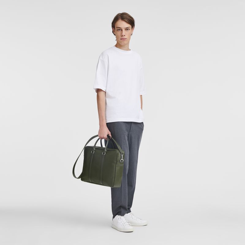 Longchamp Le Foulonné M Women Briefcase Khaki | Australia-329PJMCGU
