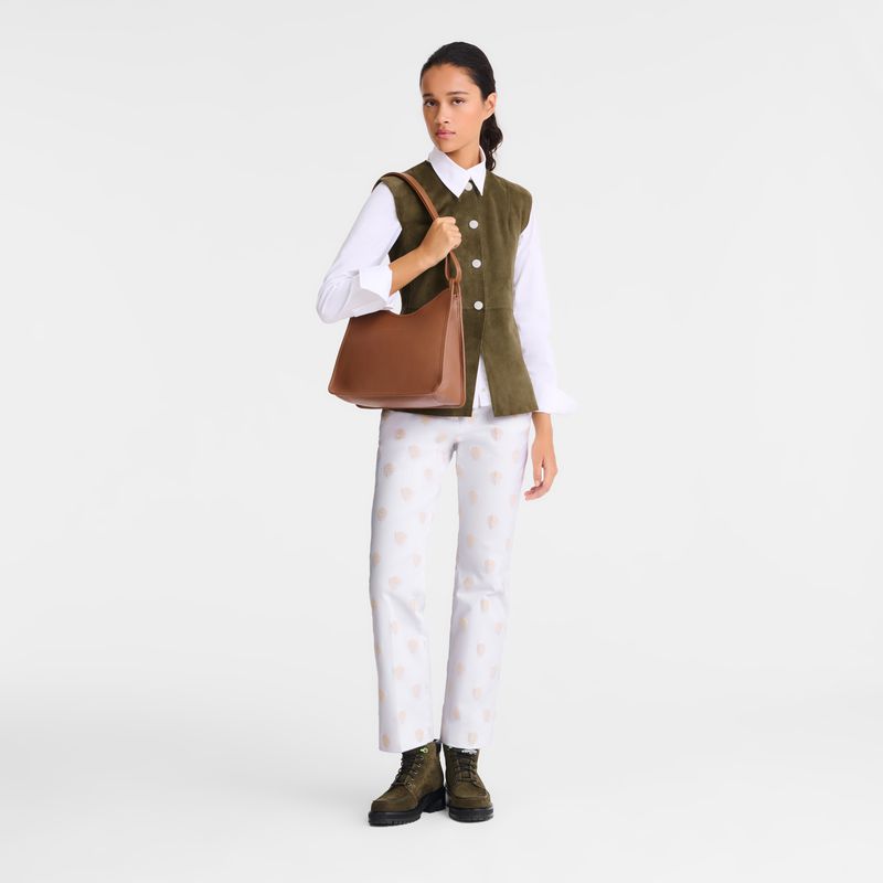 Longchamp Le Foulonné M Women Hobo Bag Brown | Australia-763BMCNHX