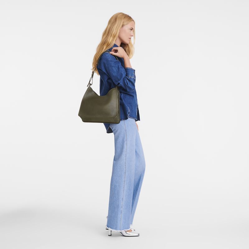 Longchamp Le Foulonné M Women Hobo Bag Khaki | Australia-314YGMFXK