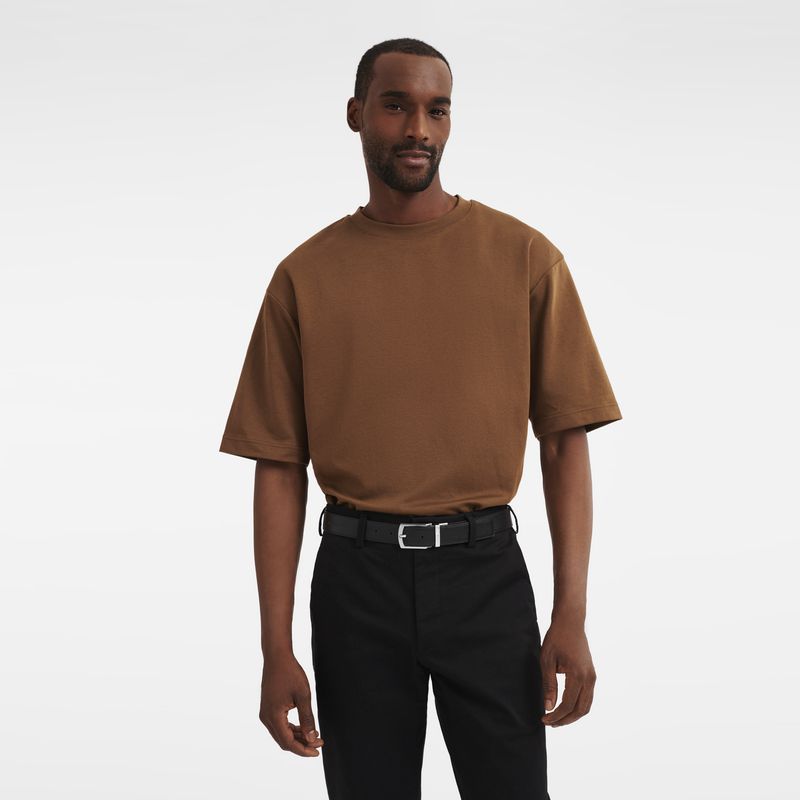 Longchamp Le Foulonné Men Belt Beige / Black | Australia-328ZGLYWQ