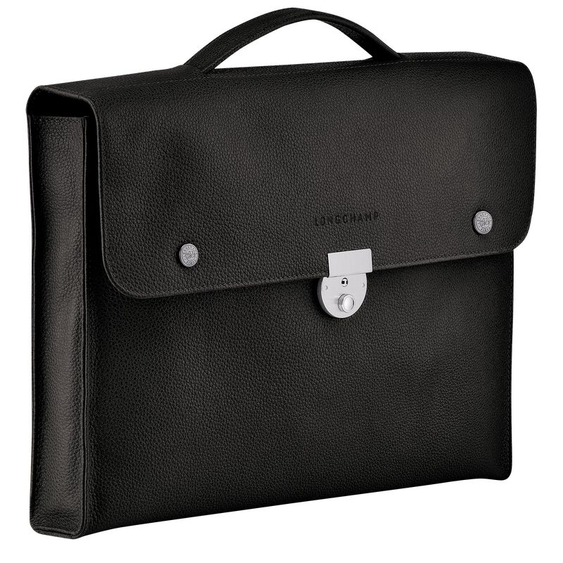 Longchamp Le Foulonné S Men Briefcase Black | Australia-643DOZIJR