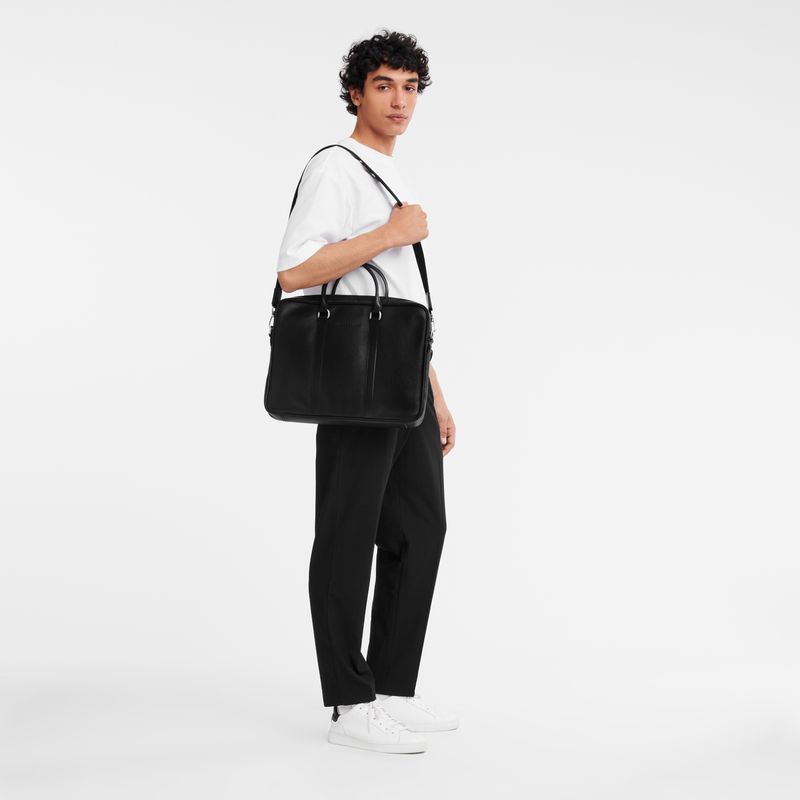 Longchamp Le Foulonné S Men Briefcase Black | Australia-423QKAMLR
