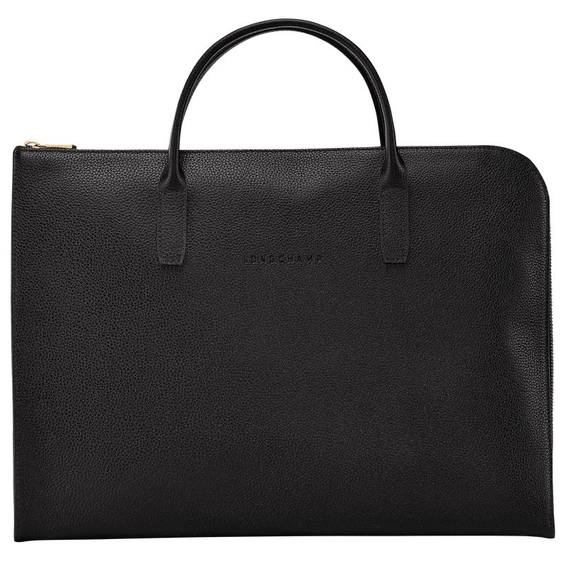 Longchamp Le Foulonné S Men Briefcase Black | Australia-513HQLKSJ