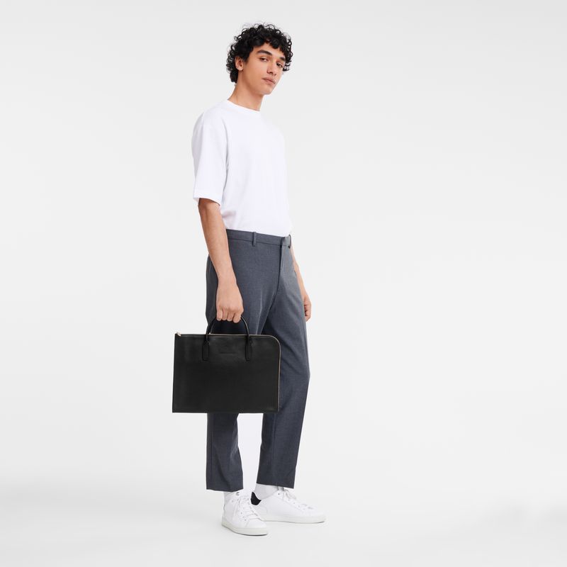 Longchamp Le Foulonné S Women Briefcase Black | Australia-960BMROKD