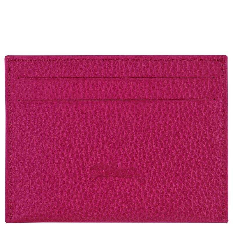Longchamp Le Foulonné Women Card Holder Dark Pink | Australia-279GVBTEN