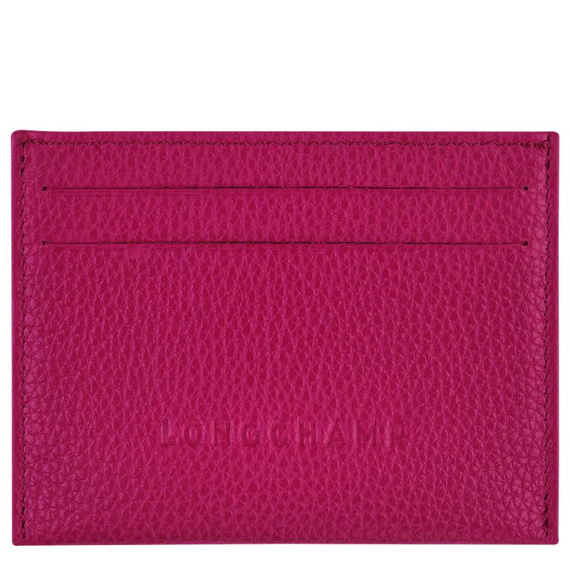 Longchamp Le Foulonné Women Card Holder Dark Pink | Australia-279GVBTEN