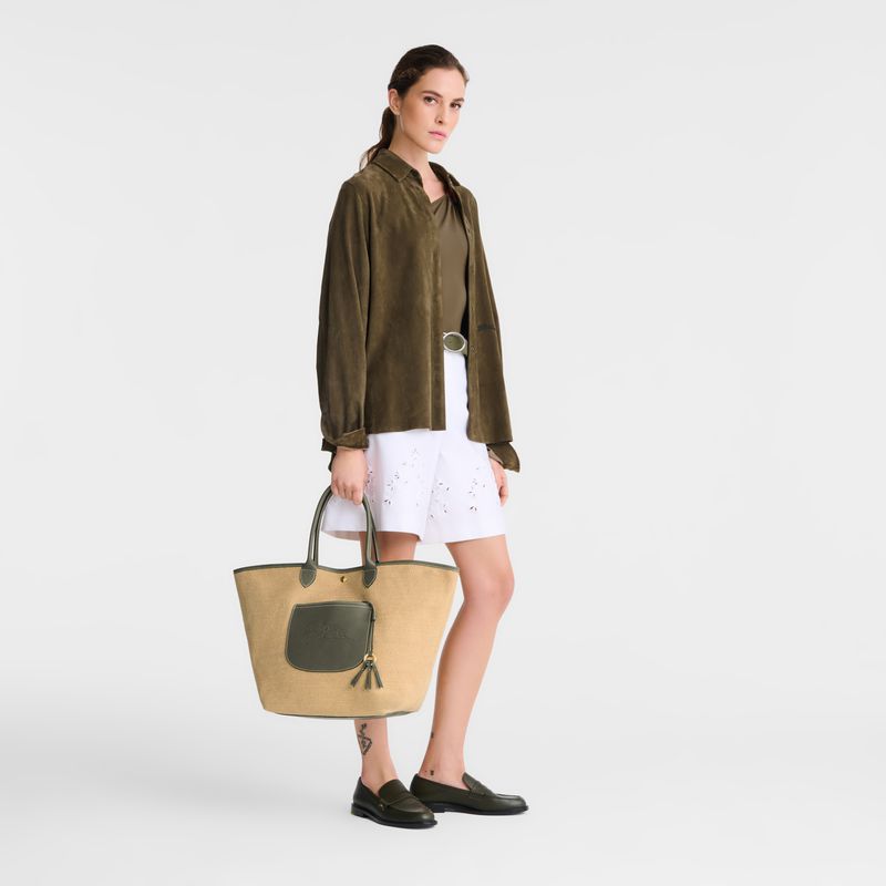 Longchamp Le Pliage Collection L Basket Women Tote Bag Brown / Olive | Australia-368YFSOBI