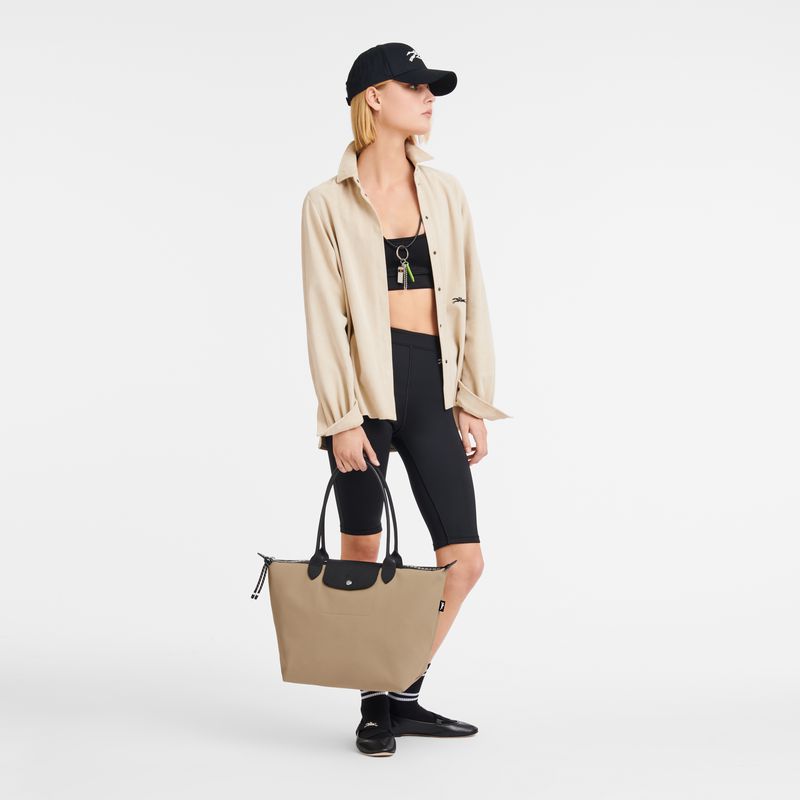 Longchamp Le Pliage Energy L Women Tote Bag Beige | Australia-253LGBUKA