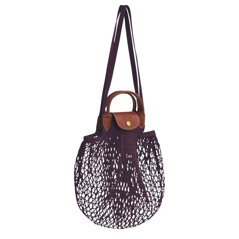Longchamp Le Pliage Filet L Women Mesh Bag Dark Purple | Australia-681IVLDZK