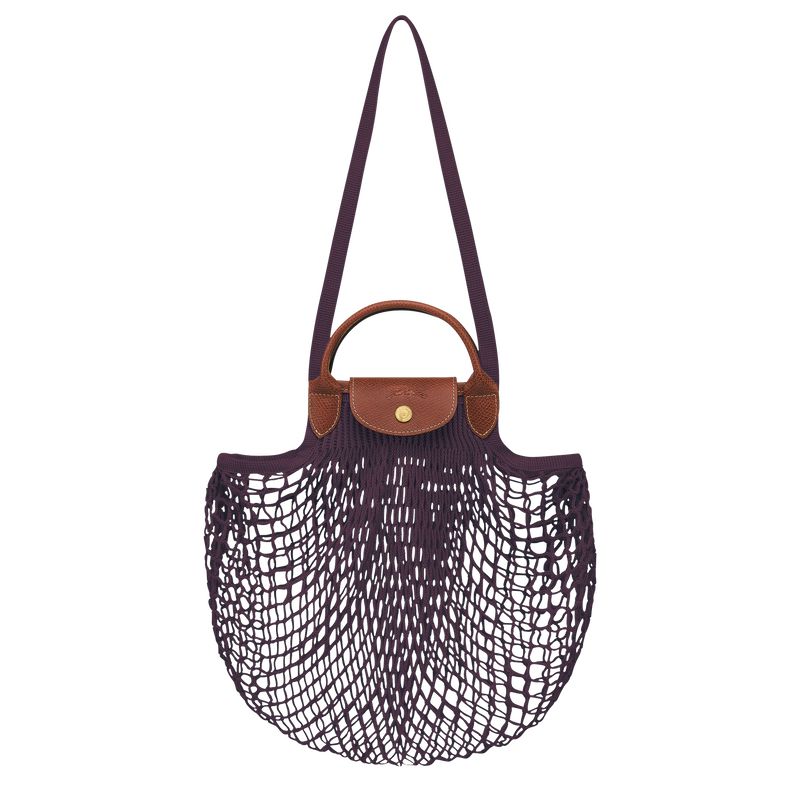 Longchamp Le Pliage Filet L Women Mesh Bag Dark Purple | Australia-681IVLDZK