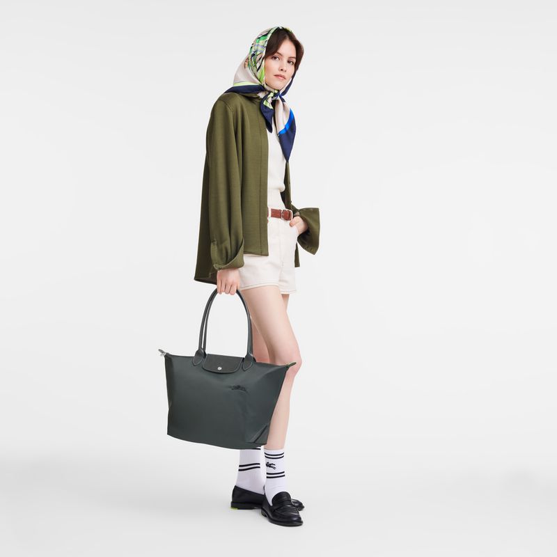 Longchamp Le Pliage Green L Women Tote Bag Deep Grey | Australia-356WRIQCL