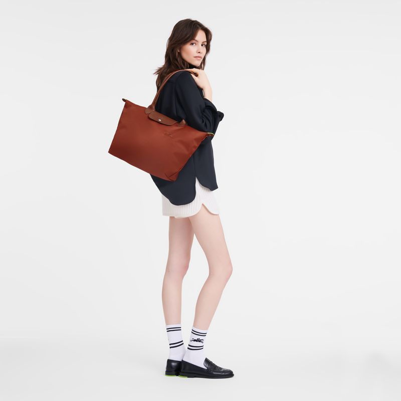 Longchamp Le Pliage Green L Women Tote Bag Brown | Australia-743YFOVUW