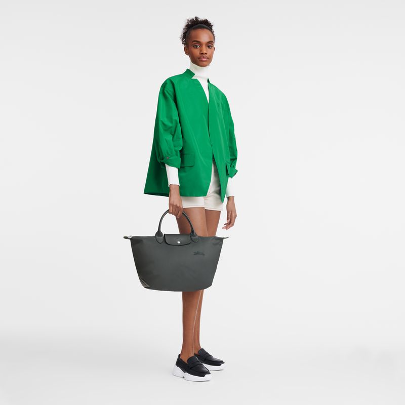 Longchamp Le Pliage Green M Women Handbag Deep Grey | Australia-206RMGAIC